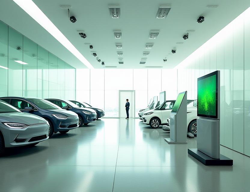Showroom moderno di veicoli elettrici premium
